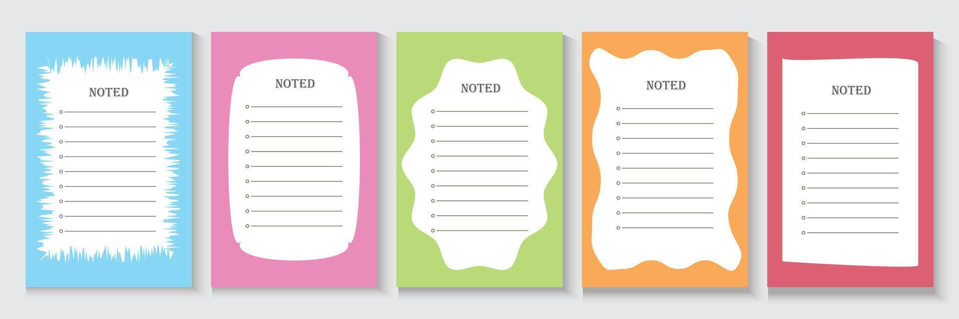 a set of four colorful weekly planner noted cards vector
