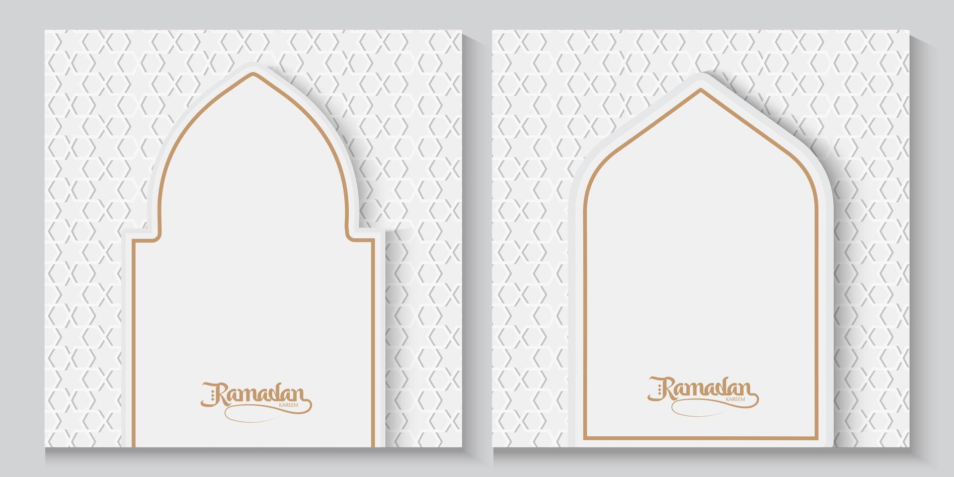 set of greeting cards ramadan or eid with copy space vector