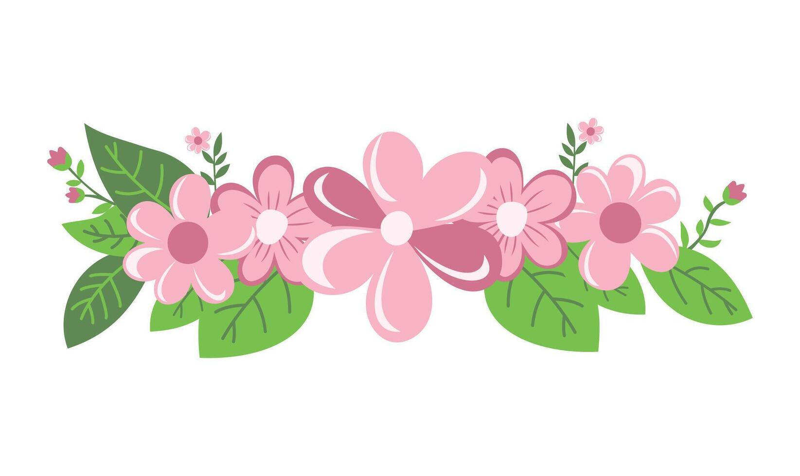 Girly Romantic Pink Floral Flower Crown Arrangements Decoration vector