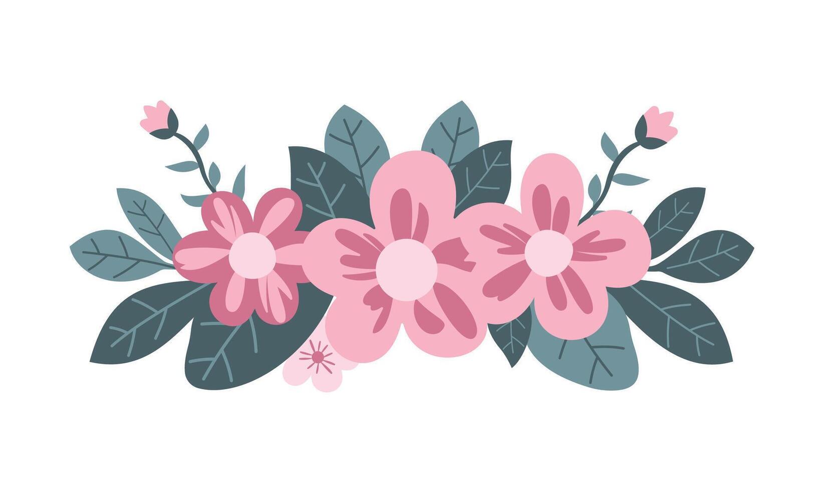 Pretty Romantic Pink Floral Flower Crown Arrangements Decoration vector