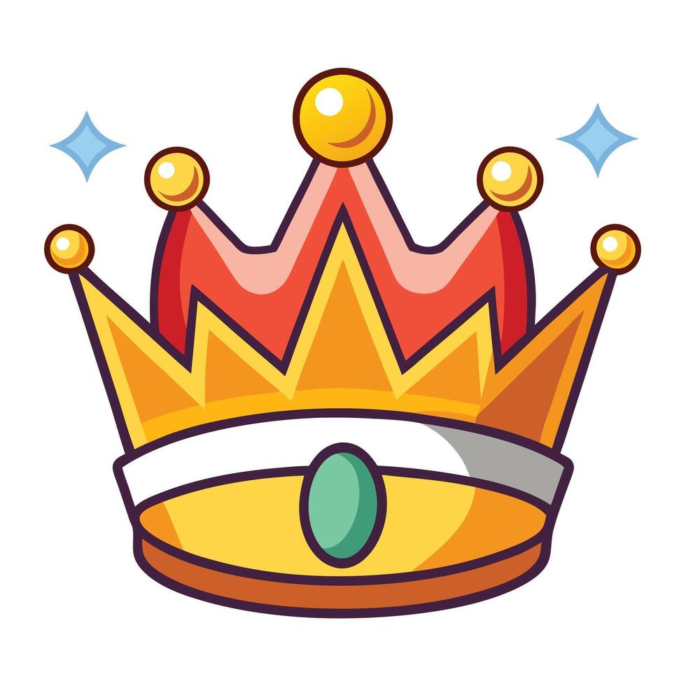 Majestic Cartoon Crown Icon - A Royal Golden Emblem for Kings and Queen vector