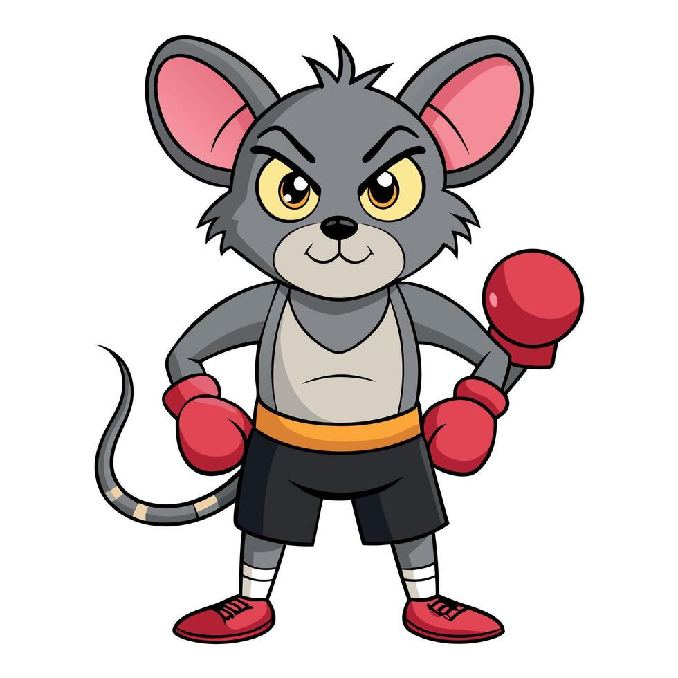 Playful Mouse Fighter Wearing Boxing Gloves in a Ready-to-Compete Stance vector