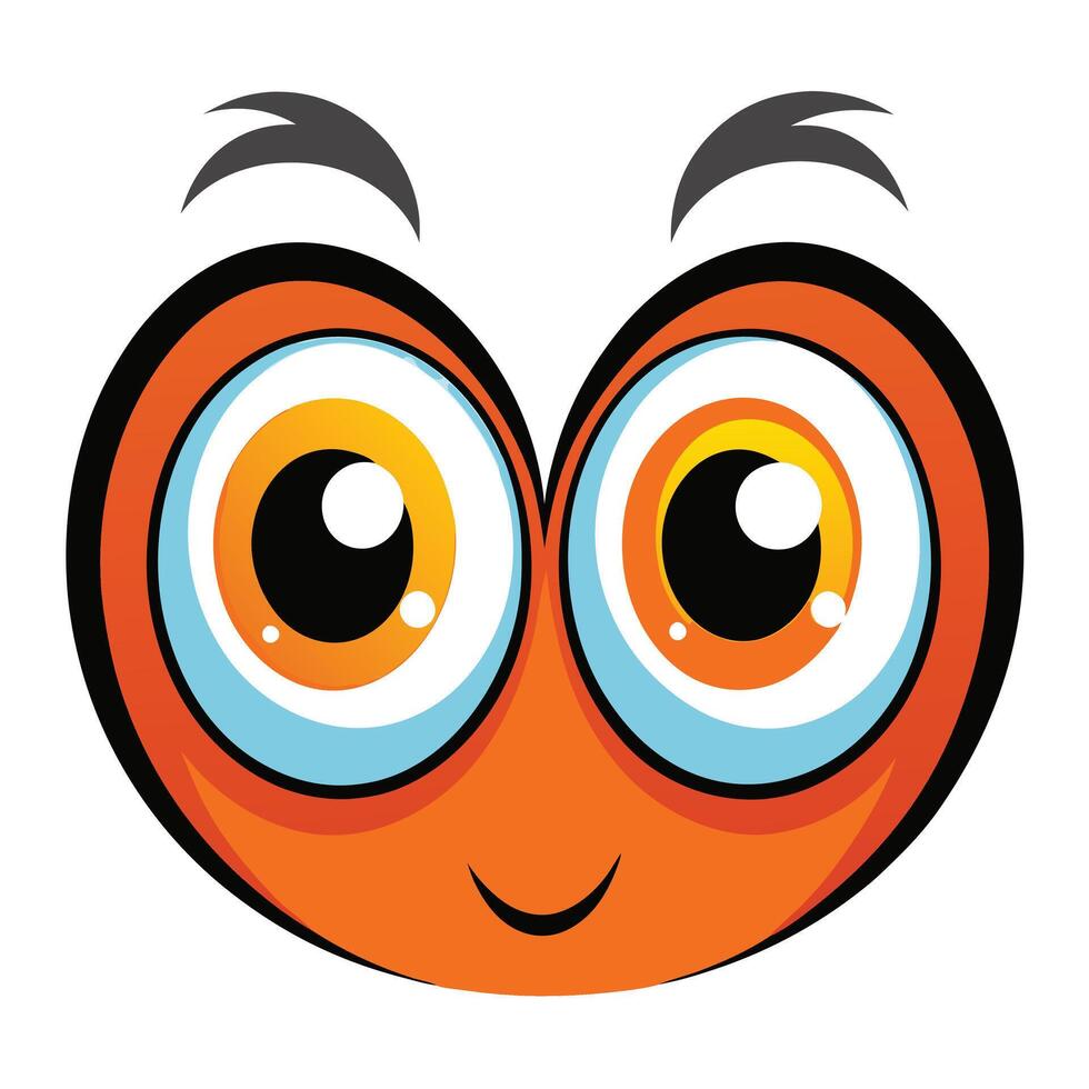 A Pair of Big, Shiny Cartoon Eyes with a Cheerful Expression vector