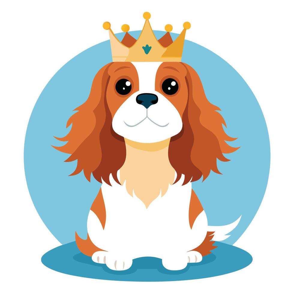 Regal Dog Portrait A Beautiful Cavalier King Charles Spaniel Dressed Like a King with a Crown vector