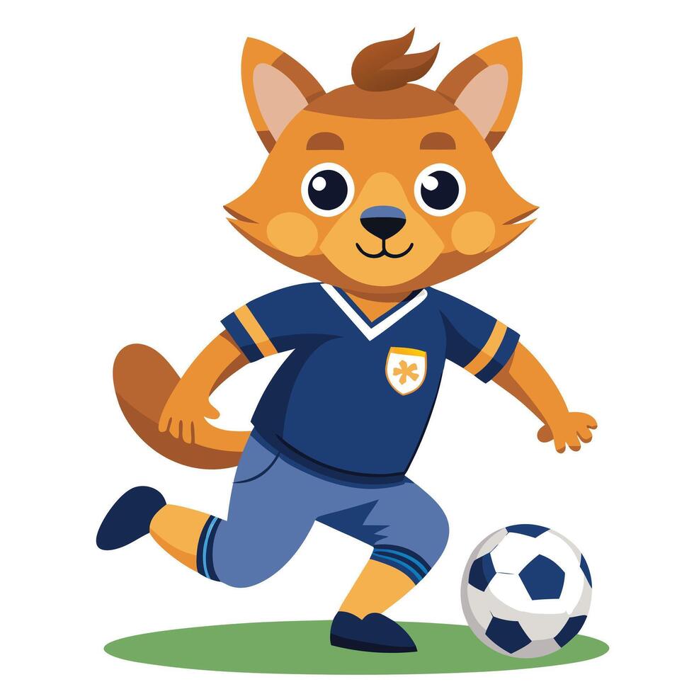 Illustrated Soccer Fox A Playful and Athletic Cartoon Animal Playing Football in a Colorful Design vector