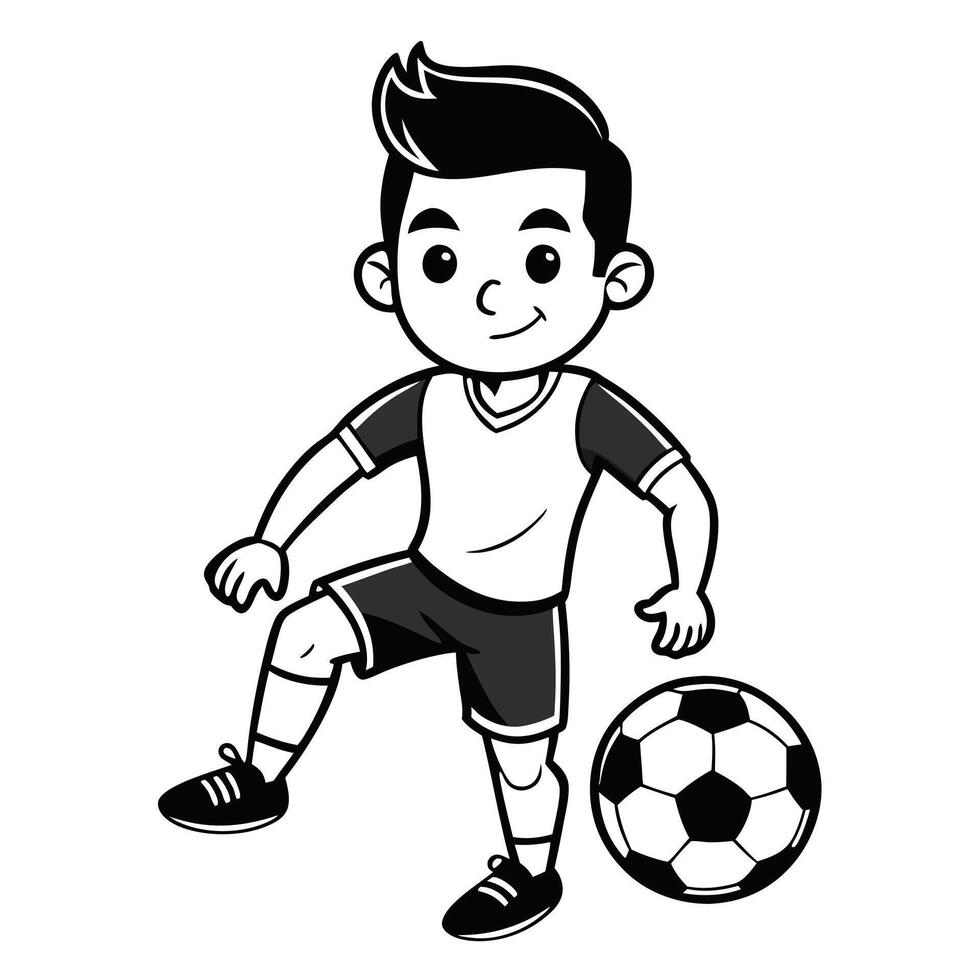 Minimalist Soccer Player Line Art Monochrome Football Athlete Design vector