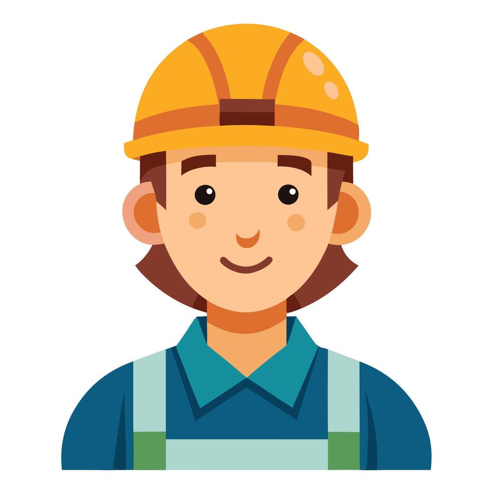 cute Construction Worker Character A Cartoon Laborer Dressed in Safety Gear and SCmiling Happily vector