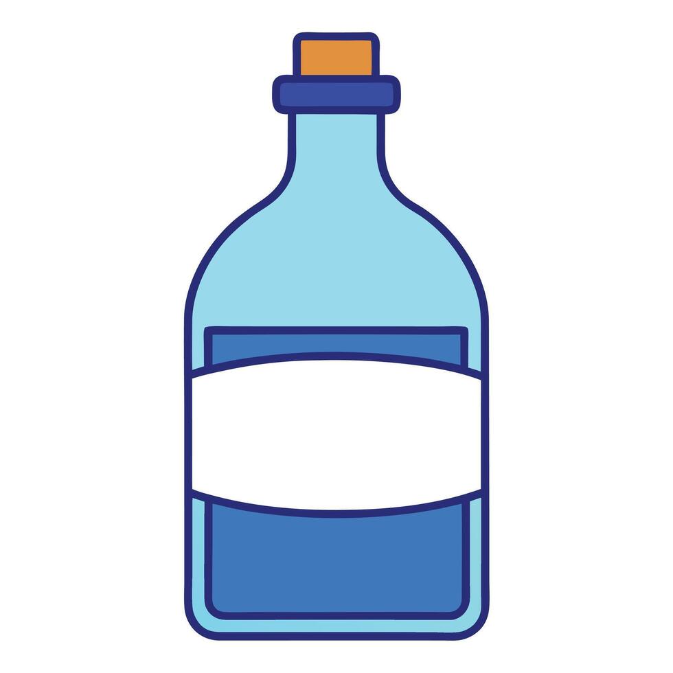 Transparent Glass Bottle with a Blue Label Editable Packaging Template vector