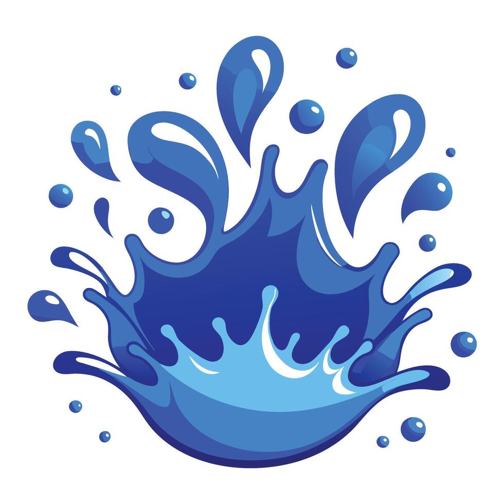 Dynamic Blue Water Splash with Droplets in a High-Energy Digital Illustration vector