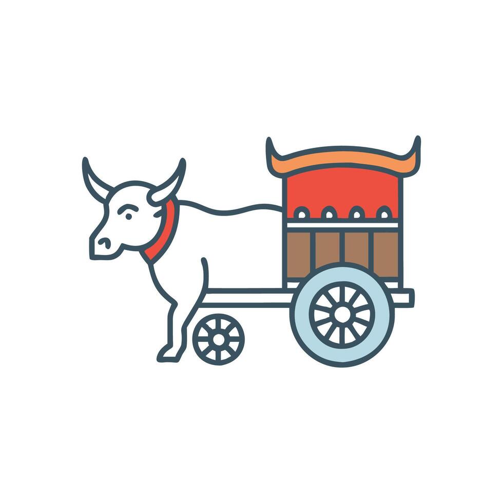 Traditional Ox Cart Icon for Cultural Heritage Themes vector