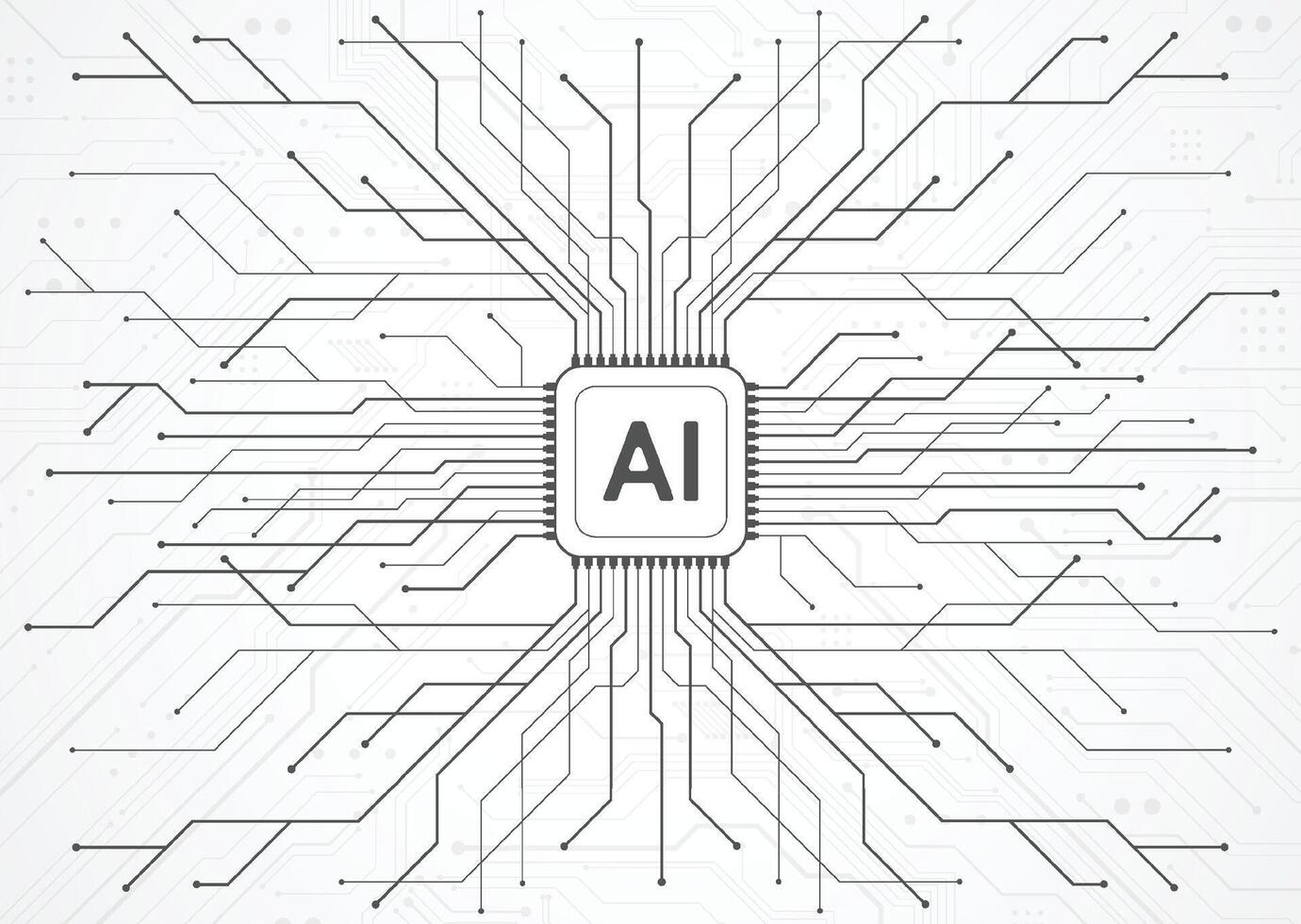 Abstract artificial intelligence circuit line design. Machine learning. Smart network digital vector