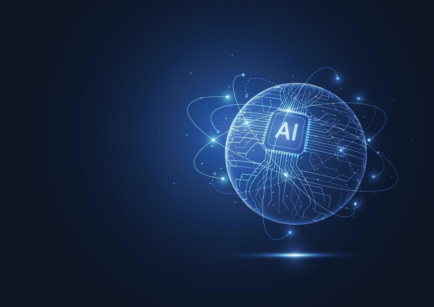 Abstract artificial intelligence global network connection. Digital technology lline composition concept of global business vector