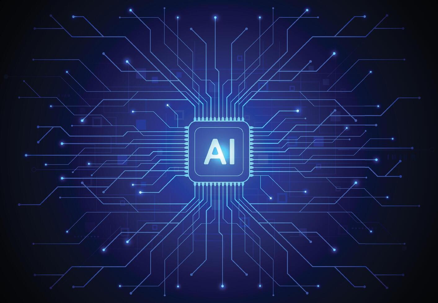 Artificial intelligence chipset on circuit board in futuristic concept technology artwork for web, banner vector