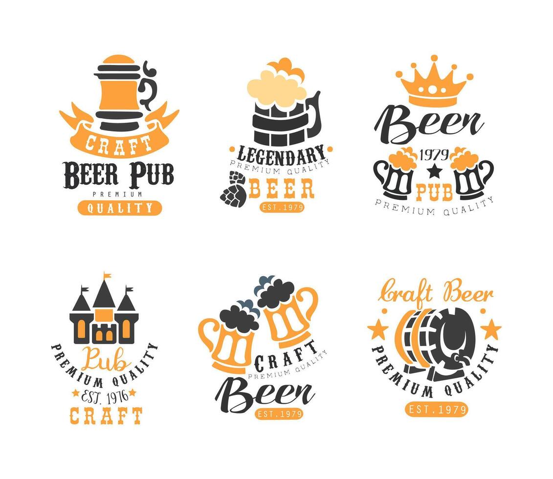 Creative Emblems for Beer Pub and Bar or Craft Brewing Company Set vector