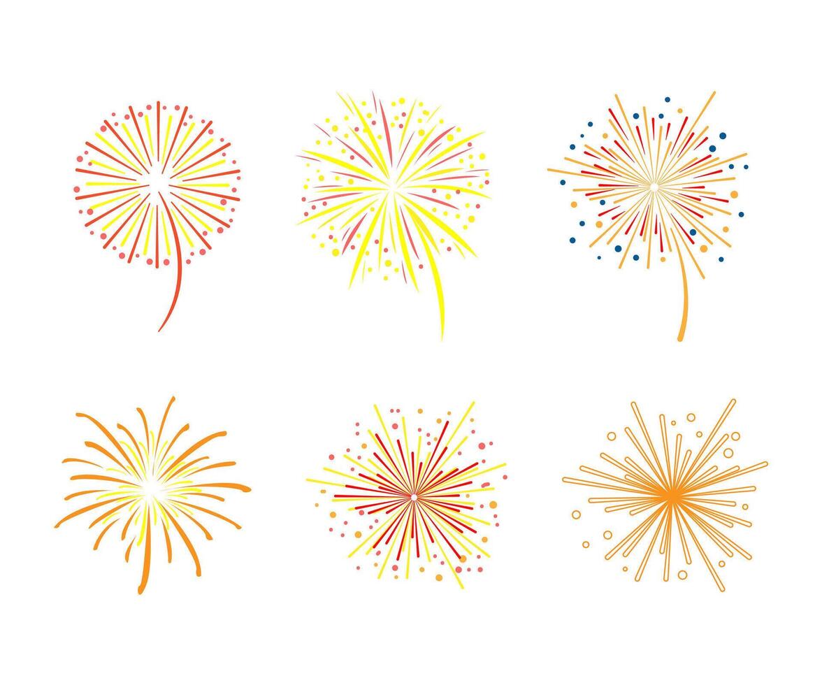 Exploding Firework Sparkle as Festive Show with Flashes of Celebratory Salute Set vector