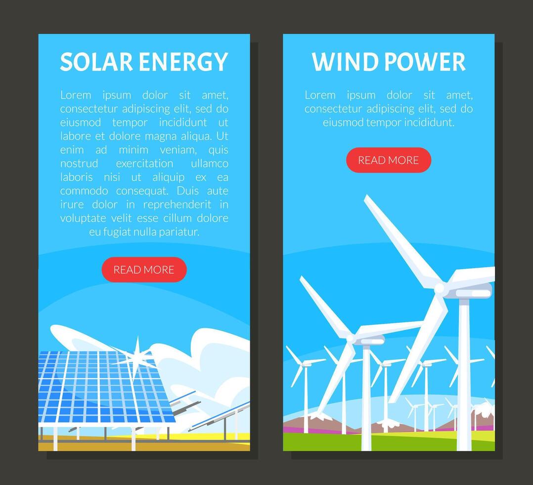 Solar Energy and Wind Power Station Generating Renewable Green Energy Web Banner Template vector