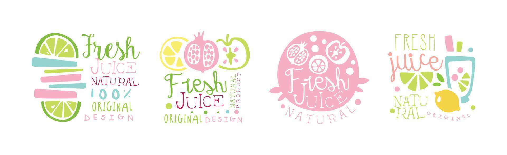 Fresh Juice Original Design Logo and Labels Set vector