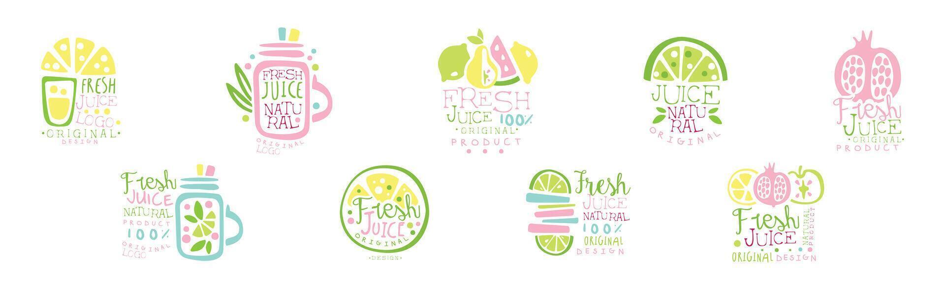 Fresh Juice Original Design Logo and Labels Set vector