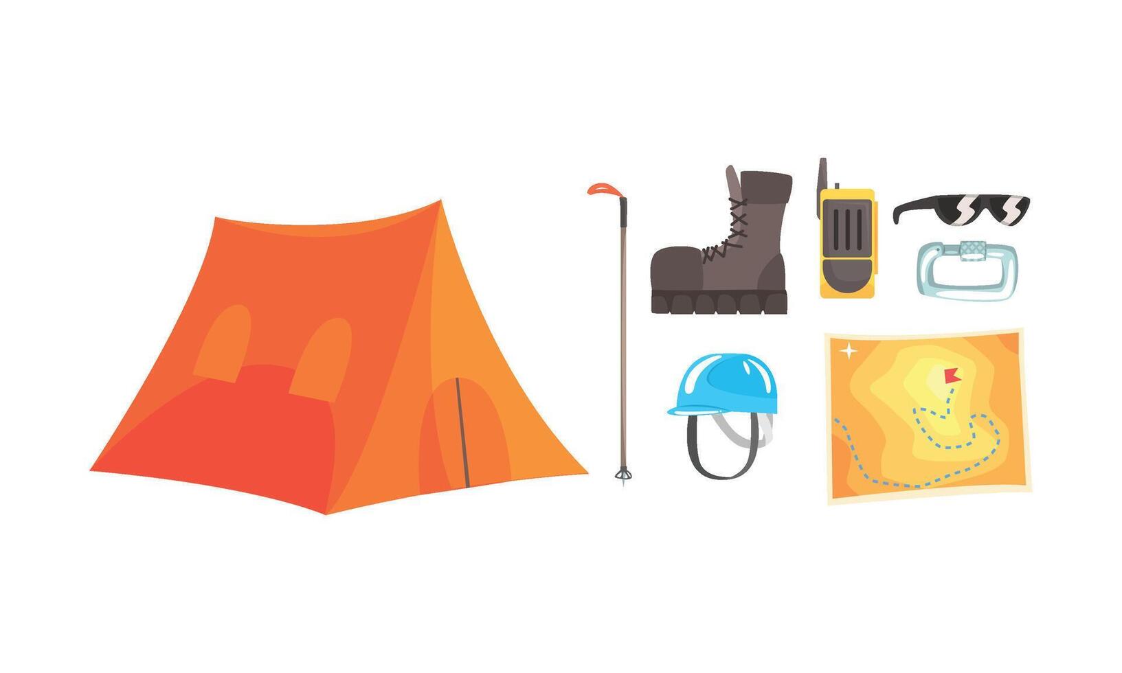 Orange tent and climber set. illustration on a white background. vector