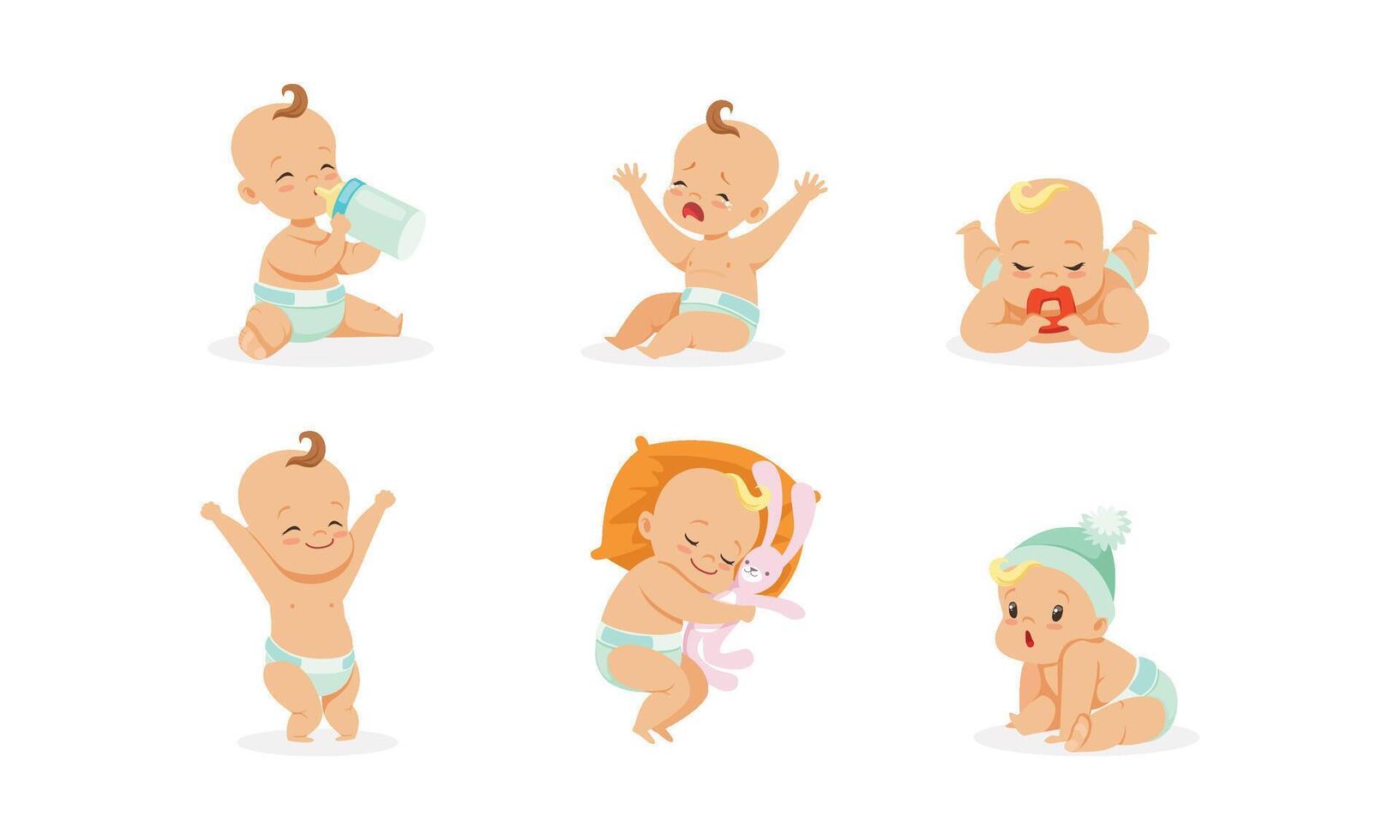 Babys daily routine. illustration on a white background. vector