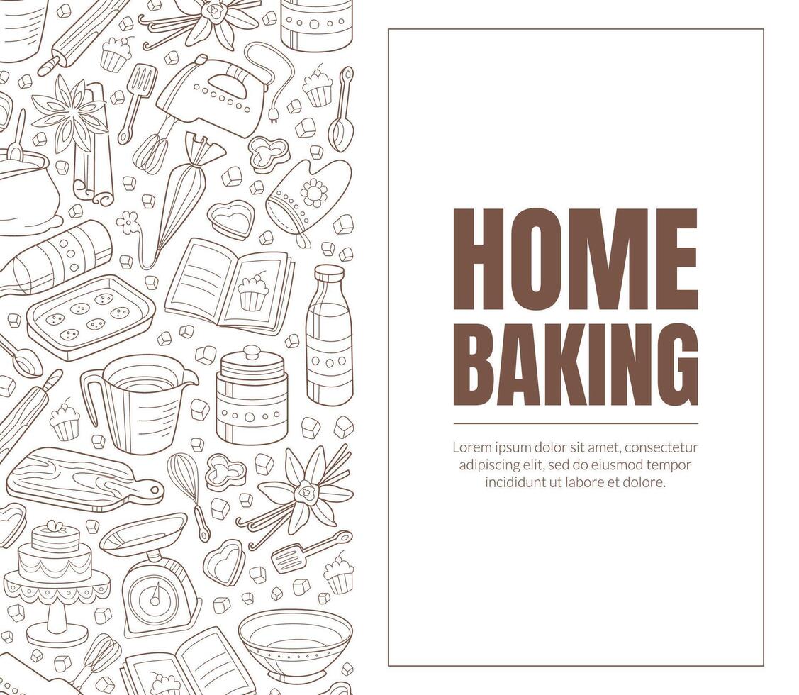 Leaflet with a brown inscription Home baking. illustration on a white background. vector