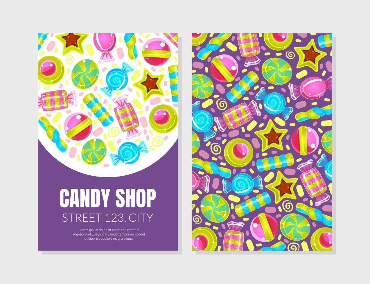 Layout advertising for a candy store. illustration. vector