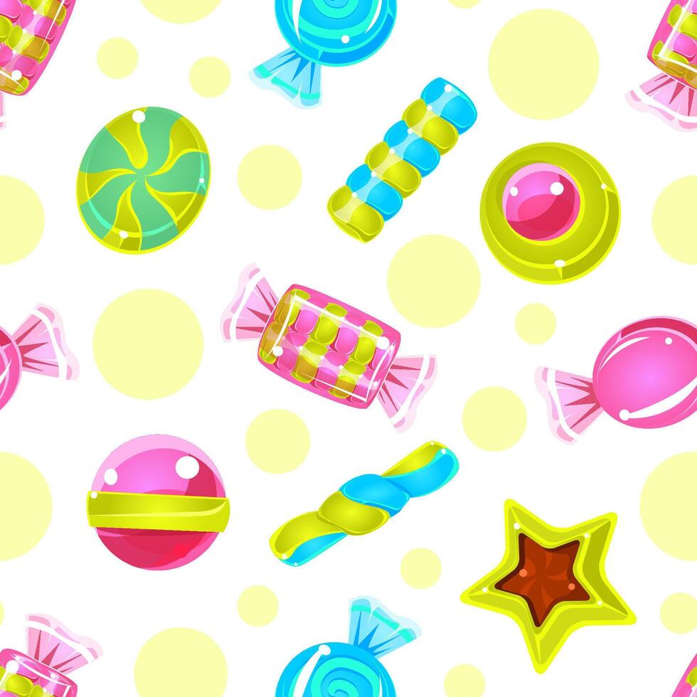 Pattern of colorful sweets on a white background. illustration. vector