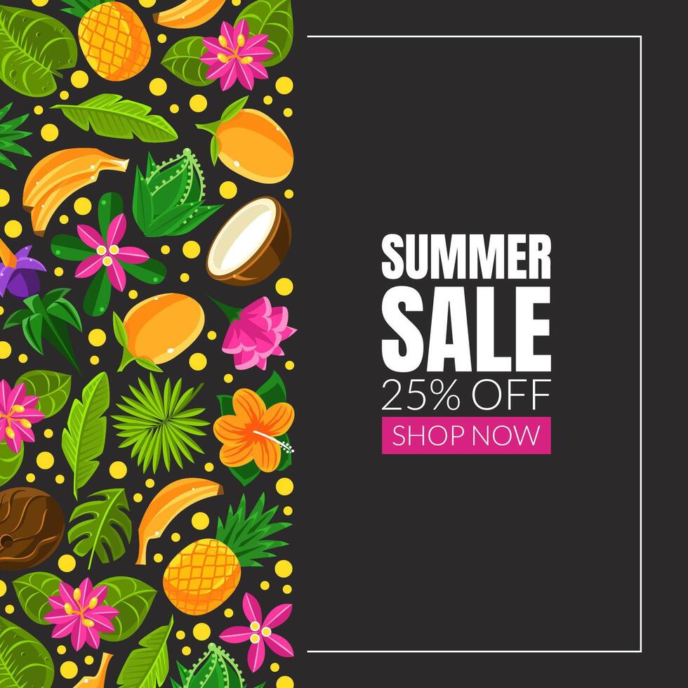 Summer sale flyer. illustration on a black background. vector