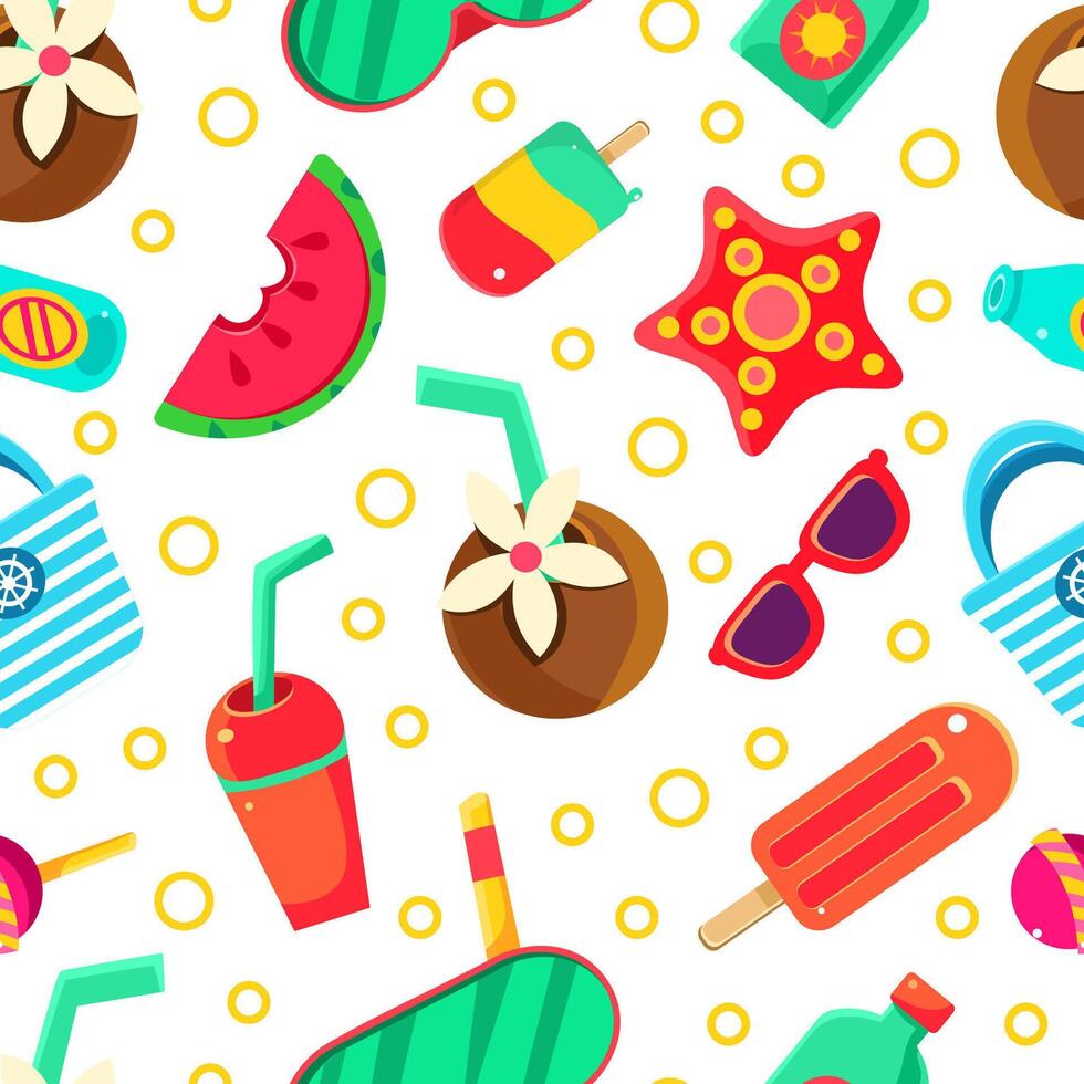 Summer seamless pattern. illustration on a white background. vector