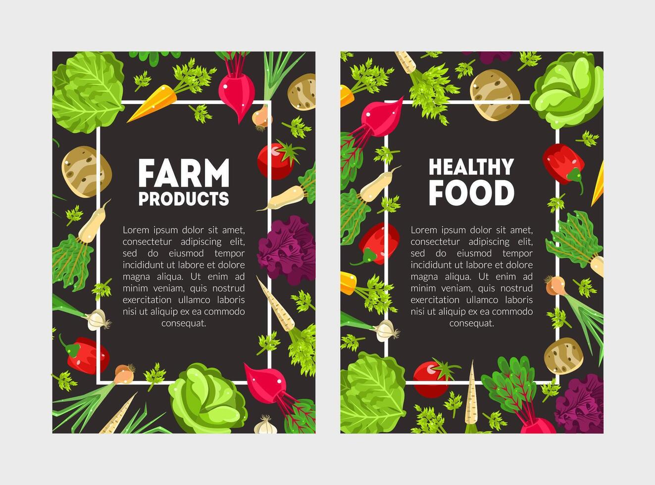 Flyer with lettering and a frame of vegetables and herbs. illustration. vector
