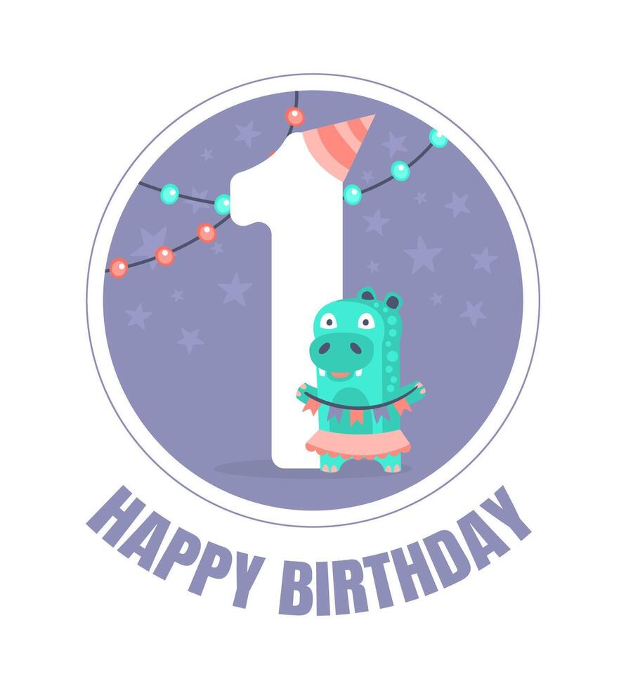 Blue circle with the number 1 for birthday decorations. illustration. vector