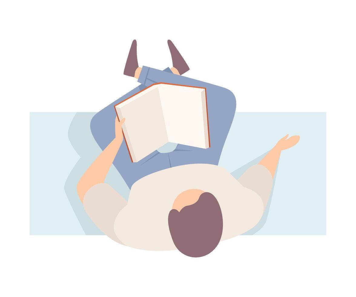 Man Reads Real Book Sitting On The Bench Flat Illustration vector