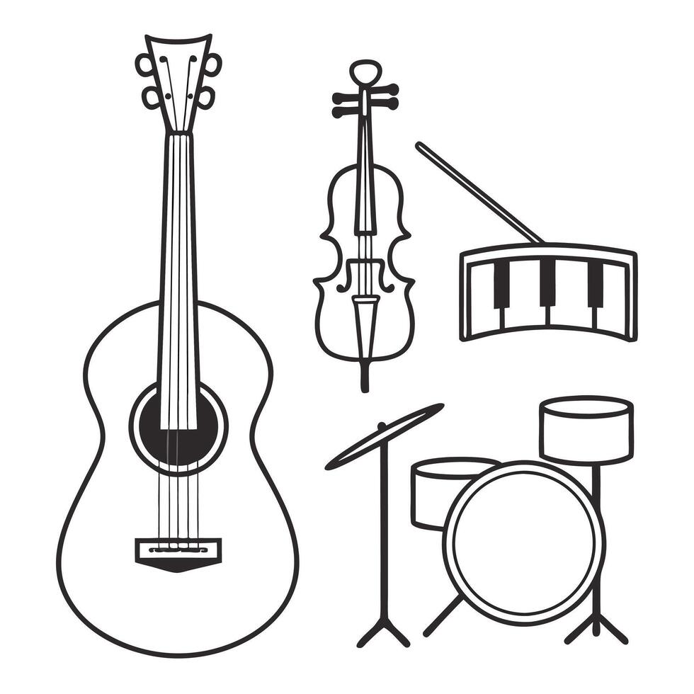 Musical Instruments Silhouette Icons Pack vector