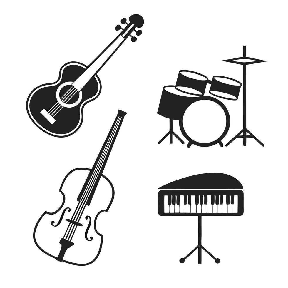 Musical Instruments Silhouette Set vector