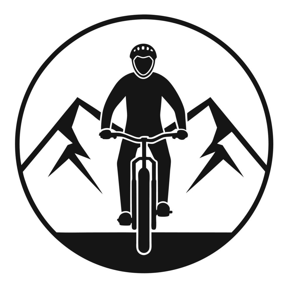 Cyclist on Rugged Terrain Silhouette vector
