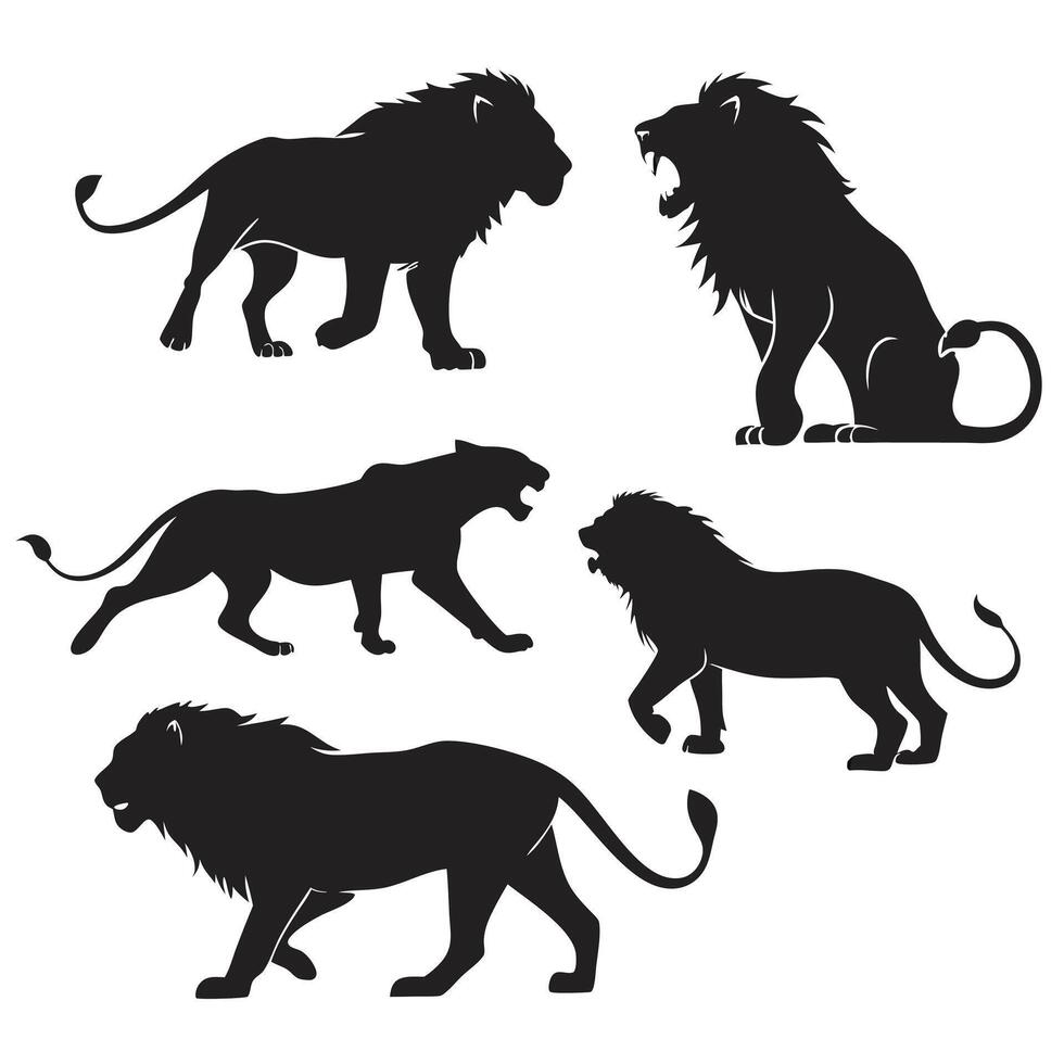 Lion Shadow Silhouettes Pack vector