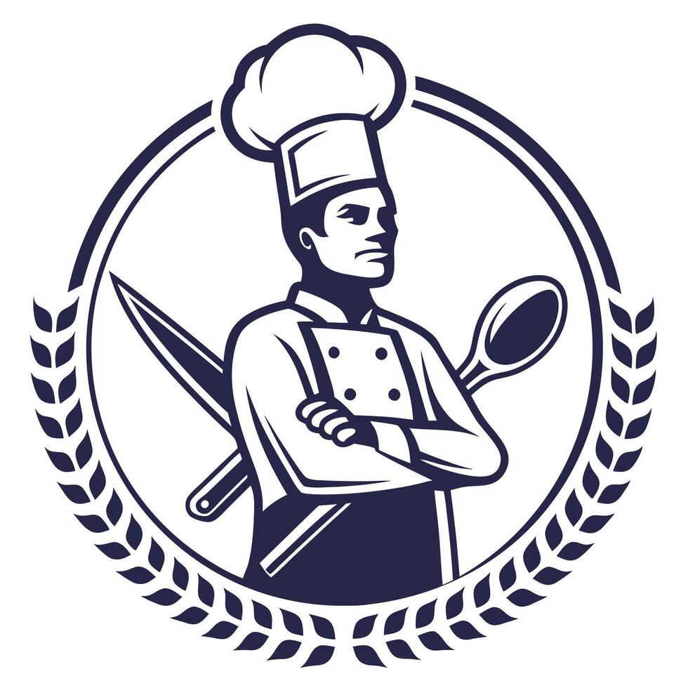 Minimalist Chef Silhouette Logo vector