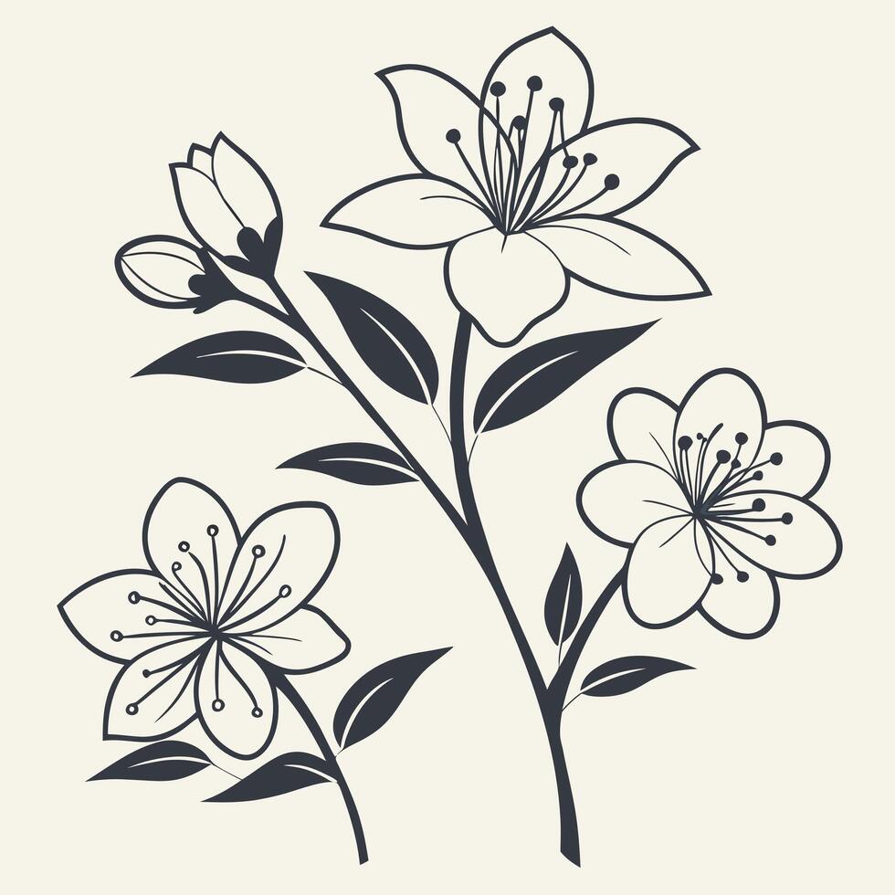 Floral Silhouette Icon Set vector