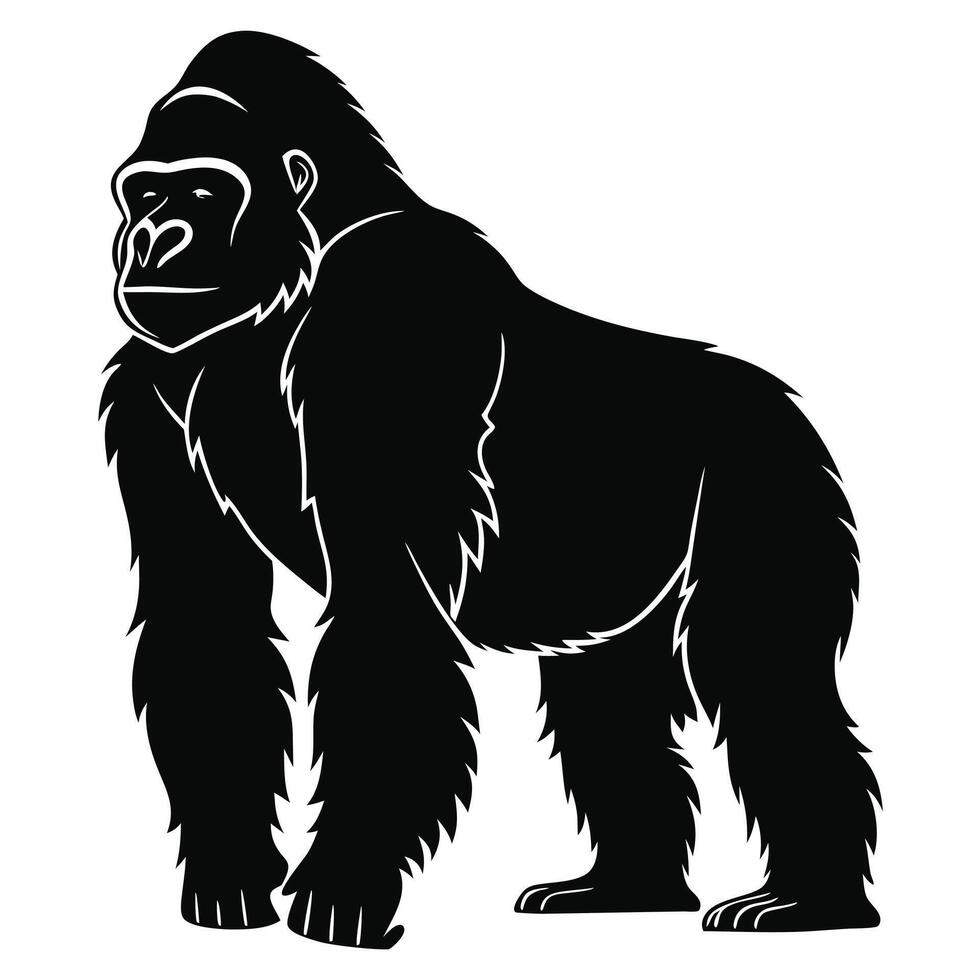 Gorilla Standing Silhouette Clipart vector