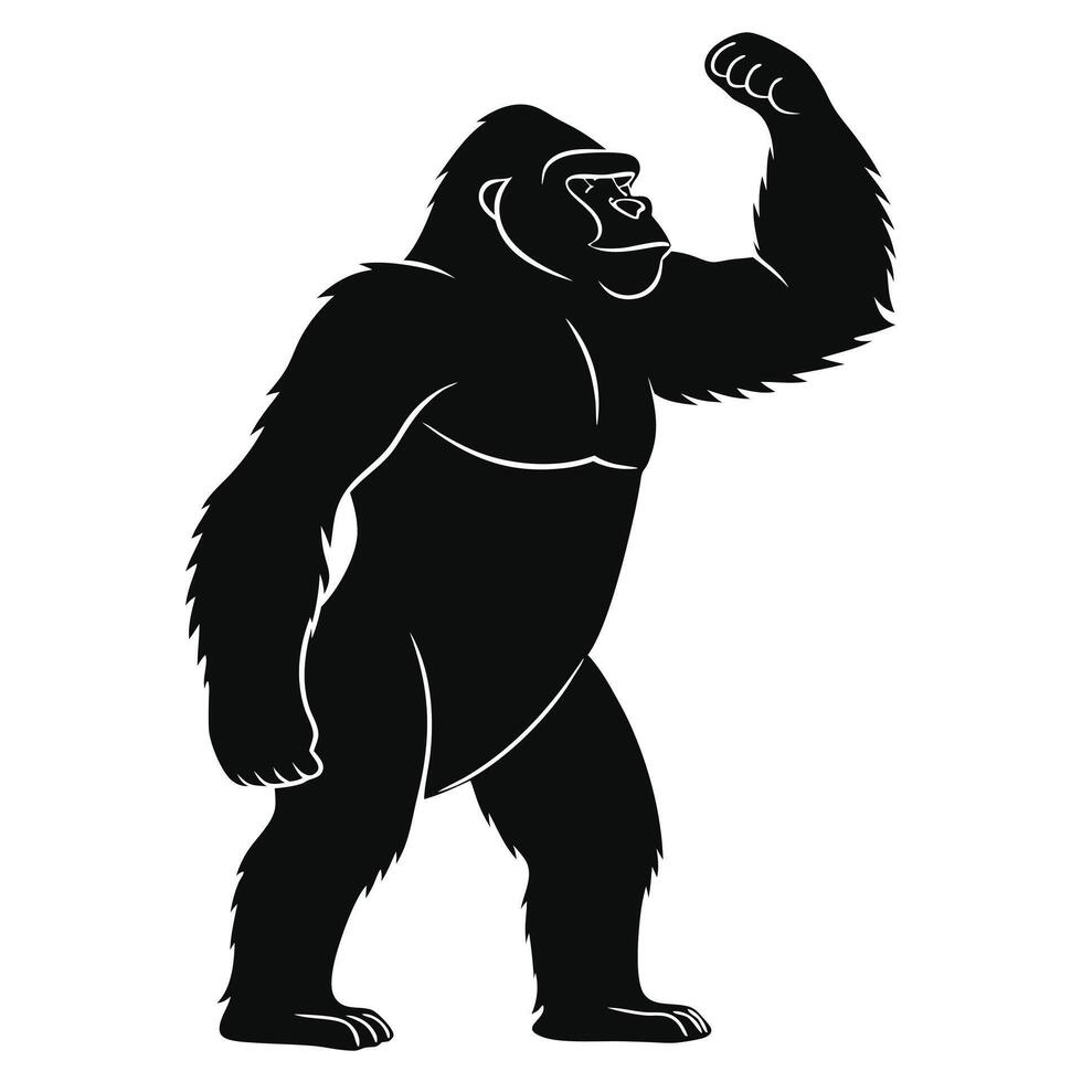 Powerful Gorilla Silhouette Drawing vector