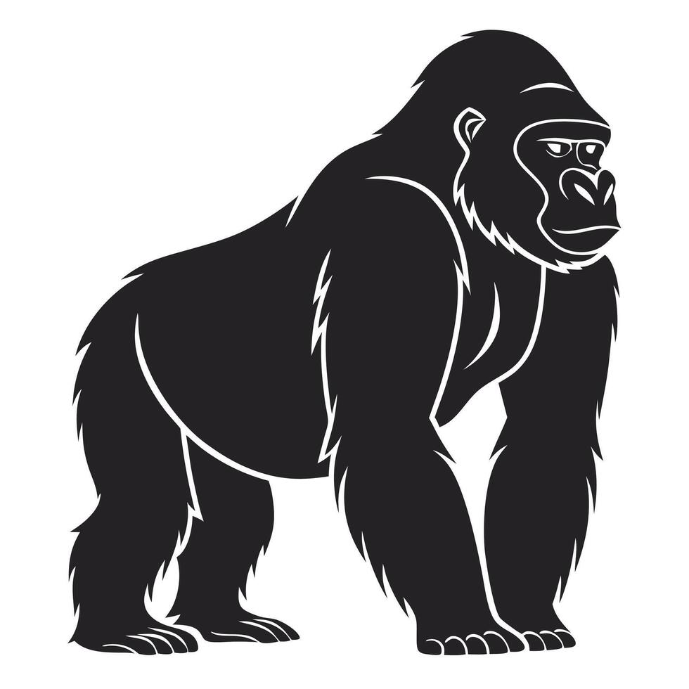 Gorilla Black Silhouette Icon vector