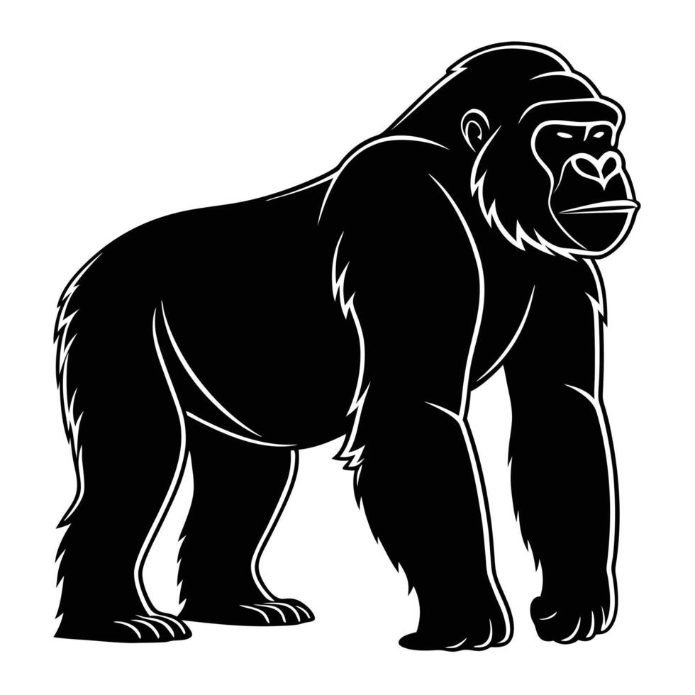 Gorilla Outline Silhouette Design vector