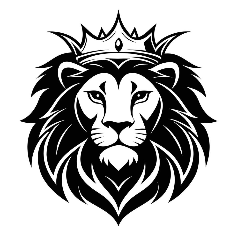 Lion Face Outline in Silhouette vector