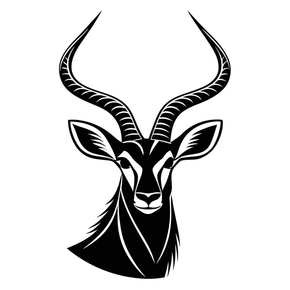 Stylish Kudu Antelope Wildlife Silhouette Illustration vector