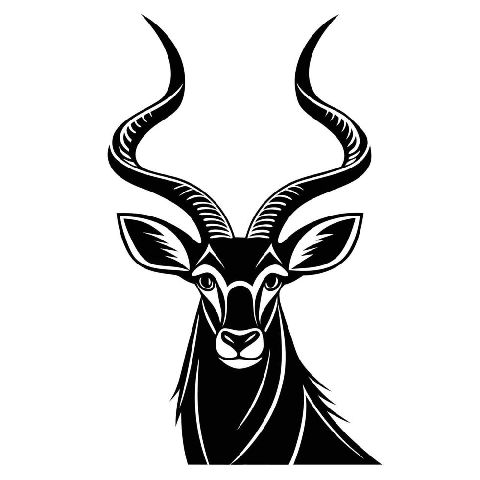Powerful Kudu Antelope Black Silhouette Art vector