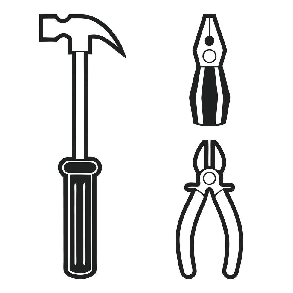 Set of Simple Tools Icons for Builders vector