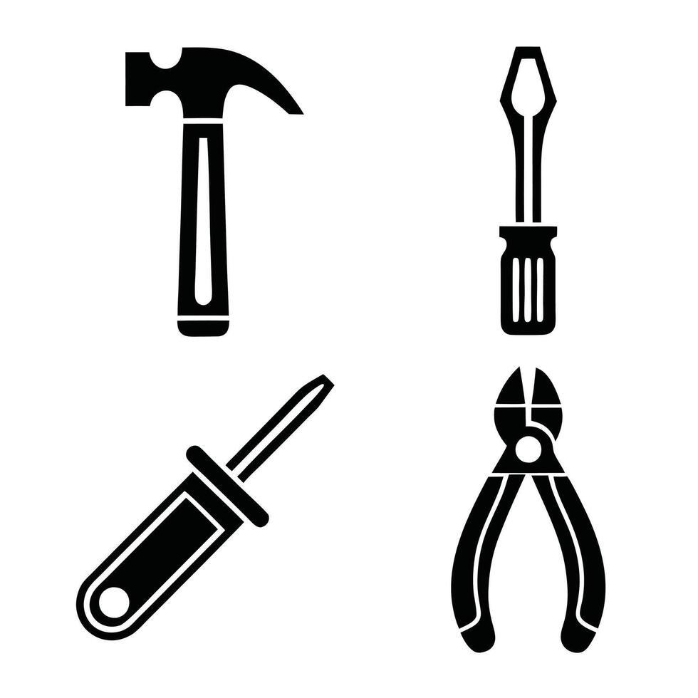 Tools Icon Set for Crafting and Repairing vector