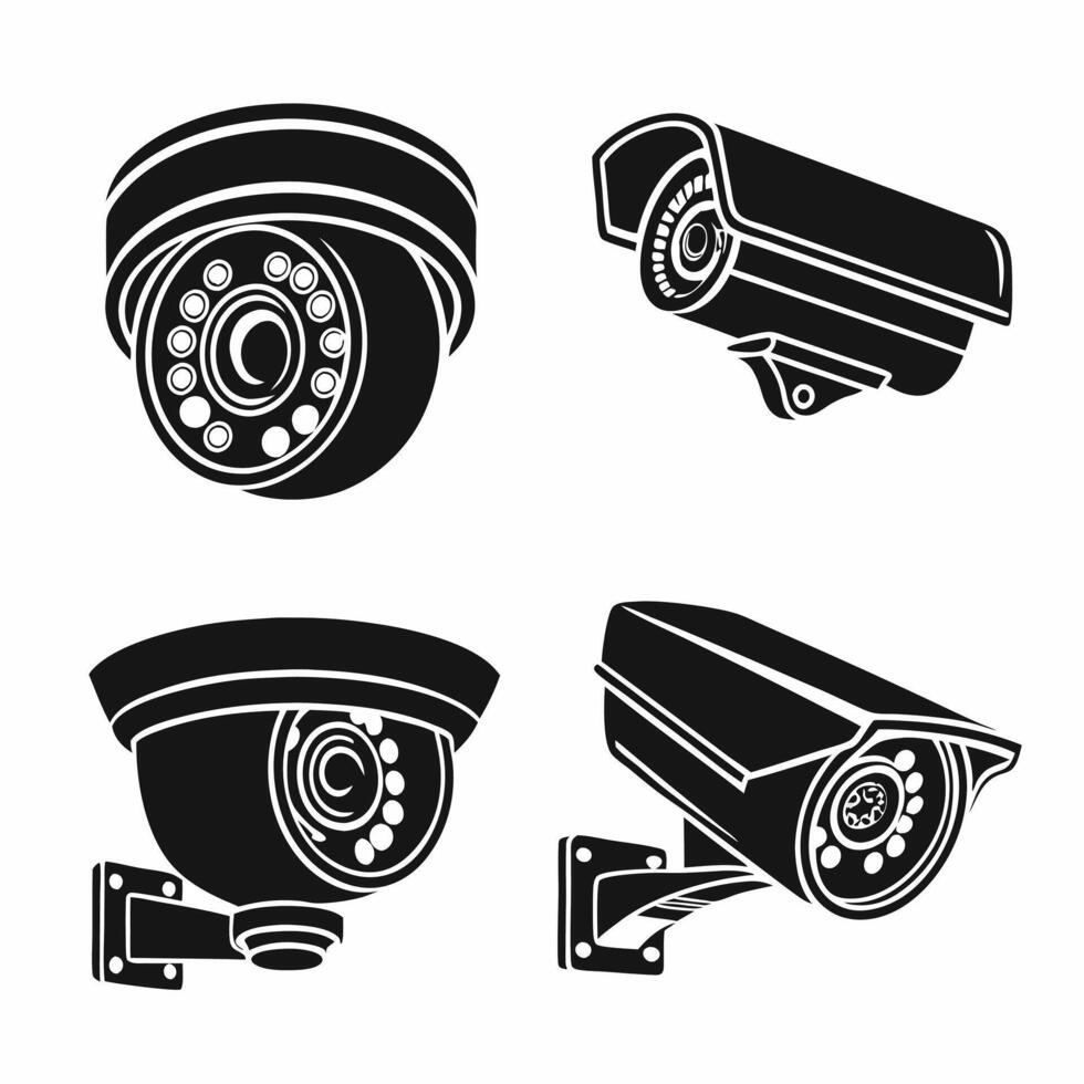 Security Monitoring Icon Set for CCTV Cameras vector