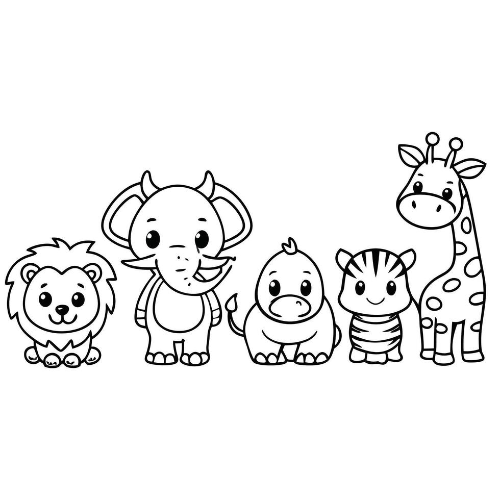 Simple and Cute Jungle Animal Sketch Perfect for DIY Projects vector