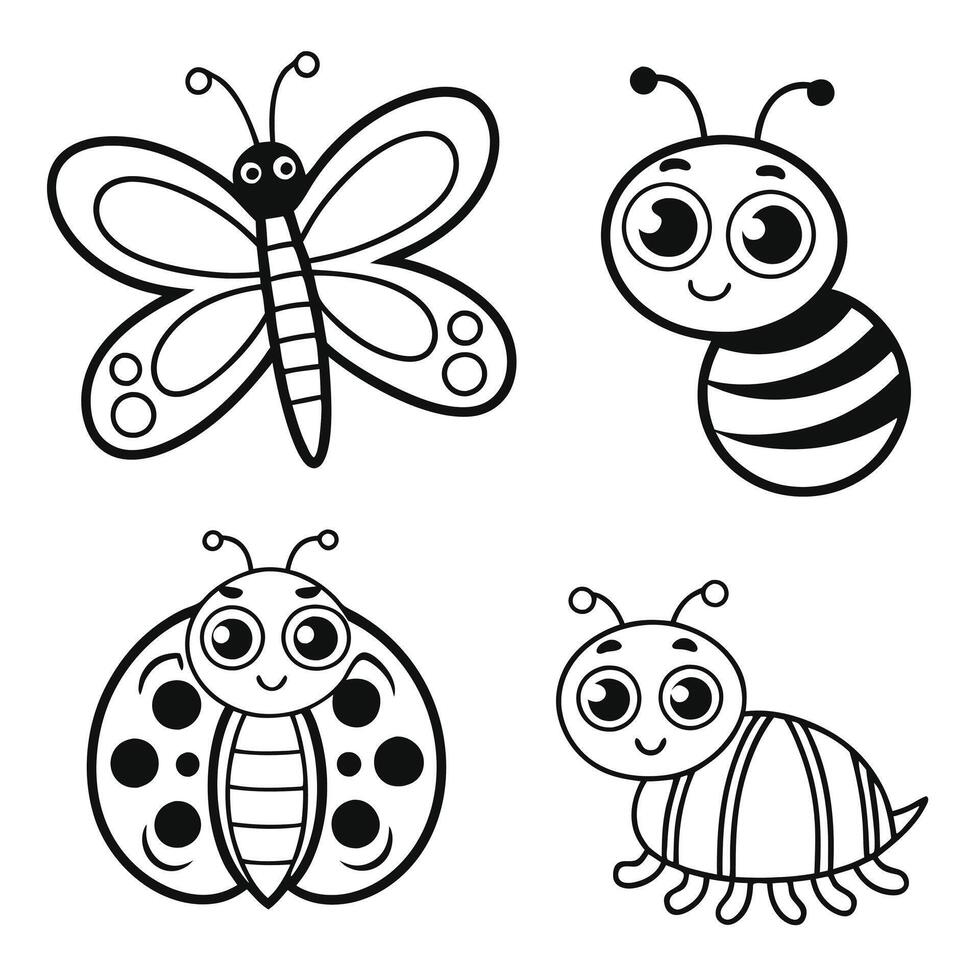 Interactive Cartoon Bug and Creature Puzzle Set vector